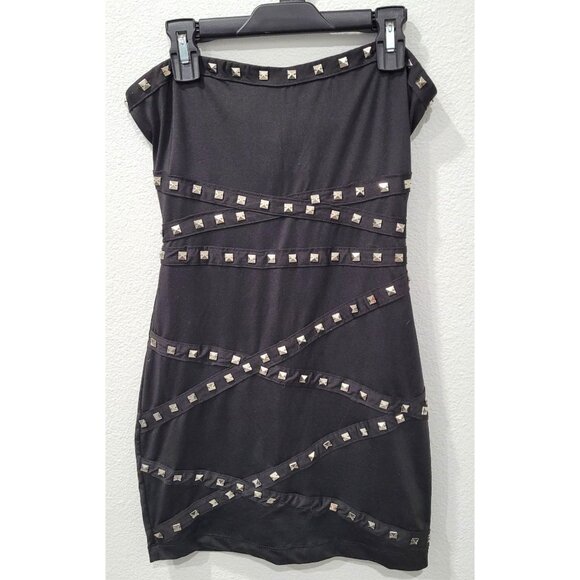 XXI by Forever 21 Black Studded Bodycon Sleeveless Mini Dress Size SP - Picture 1 of 11